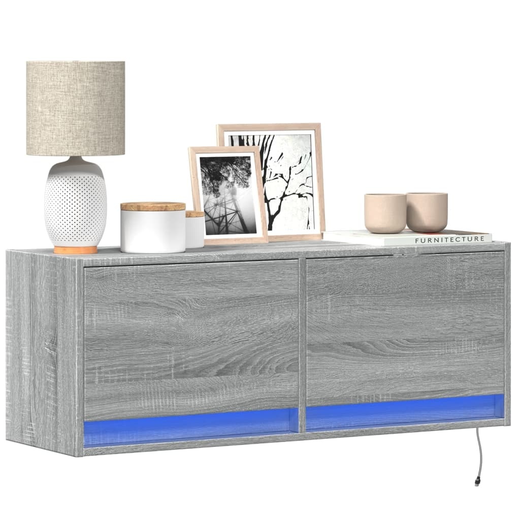 VidaXL Tv-wandmeubel met LED-verlichting 100x31x35 cm grijs sonoma