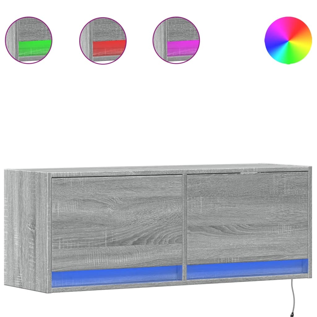 VidaXL Tv-wandmeubel met LED-verlichting 100x31x35 cm grijs sonoma