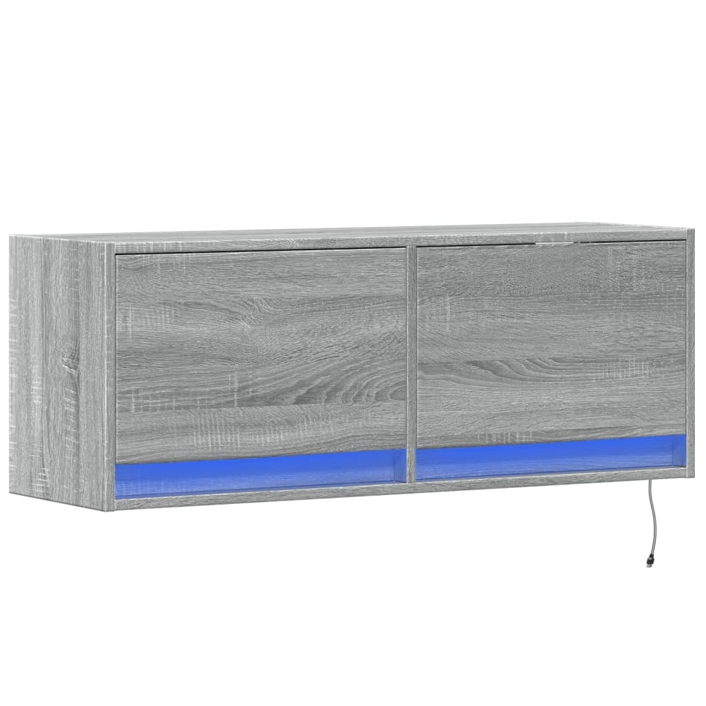 VidaXL Tv-wandmeubel met LED-verlichting 100x31x35 cm grijs sonoma