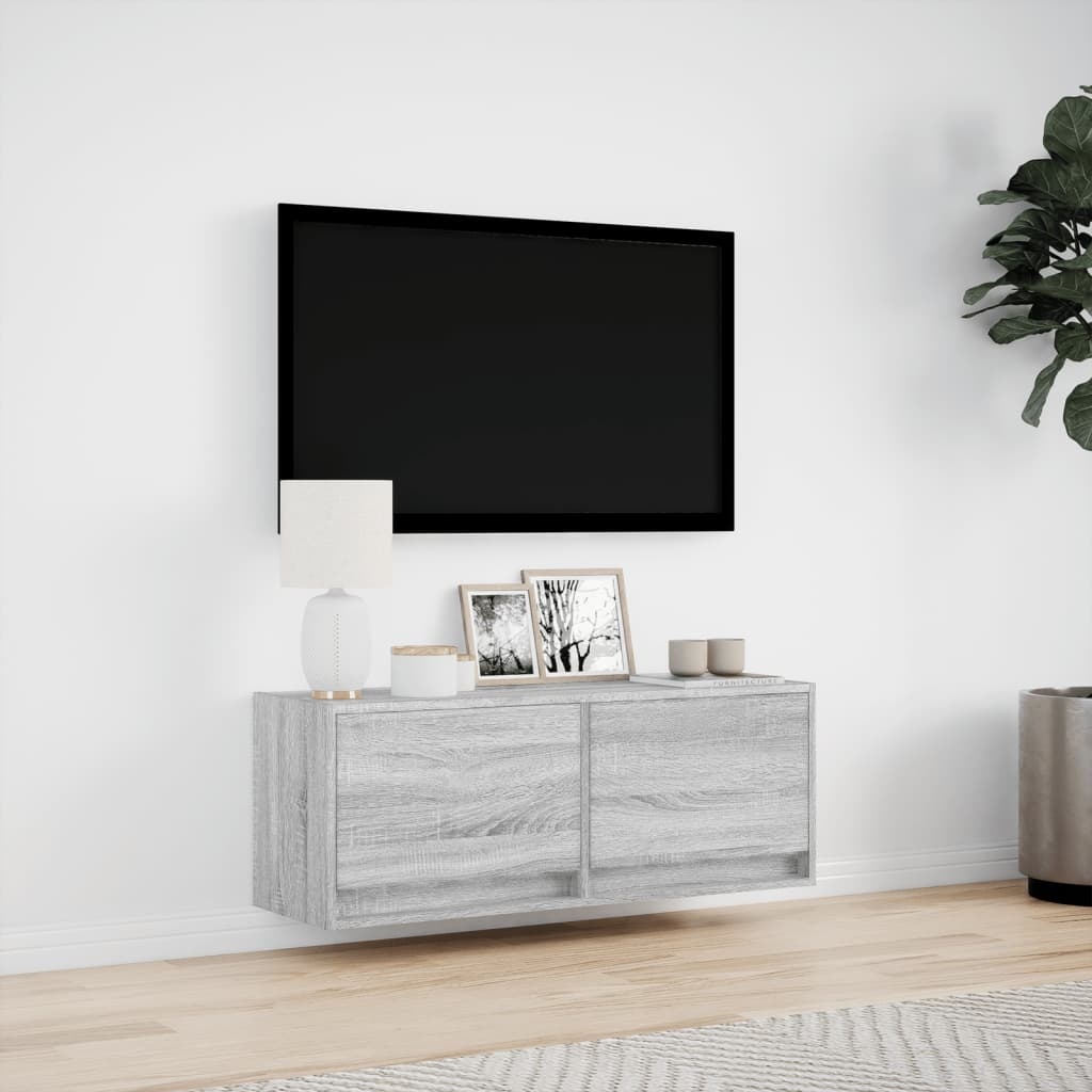 VidaXL Tv-wandmeubel met LED-verlichting 100x31x35 cm grijs sonoma