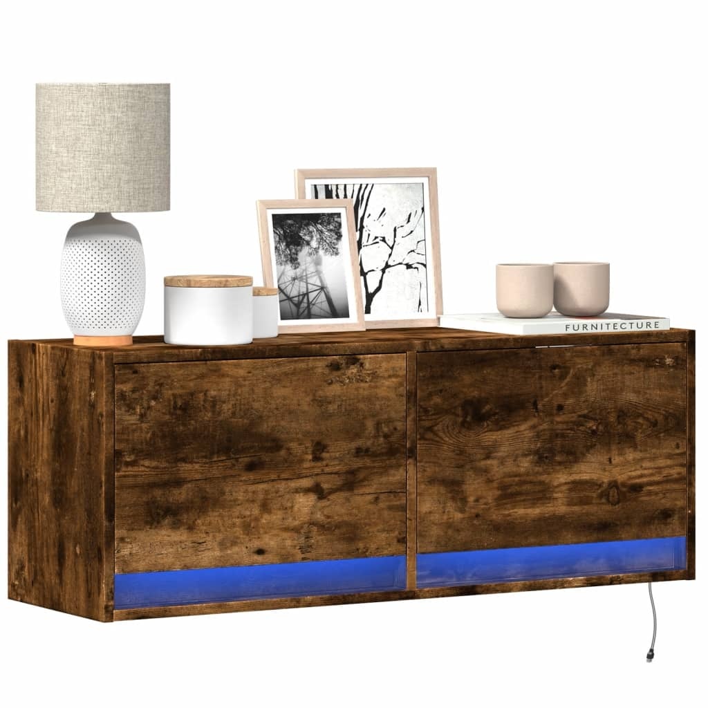 VidaXL Tv-wandmeubel met LED-verlichting 100x31x35 cm gerookt eiken