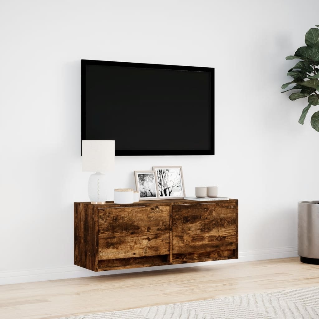 VidaXL Tv-wandmeubel met LED-verlichting 100x31x35 cm gerookt eiken