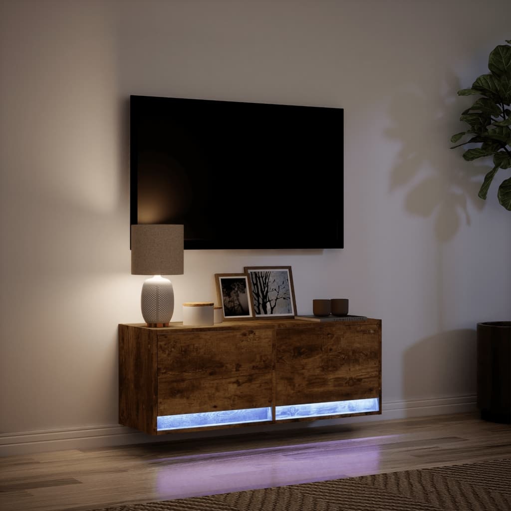 VidaXL Tv-wandmeubel met LED-verlichting 100x31x35 cm gerookt eiken