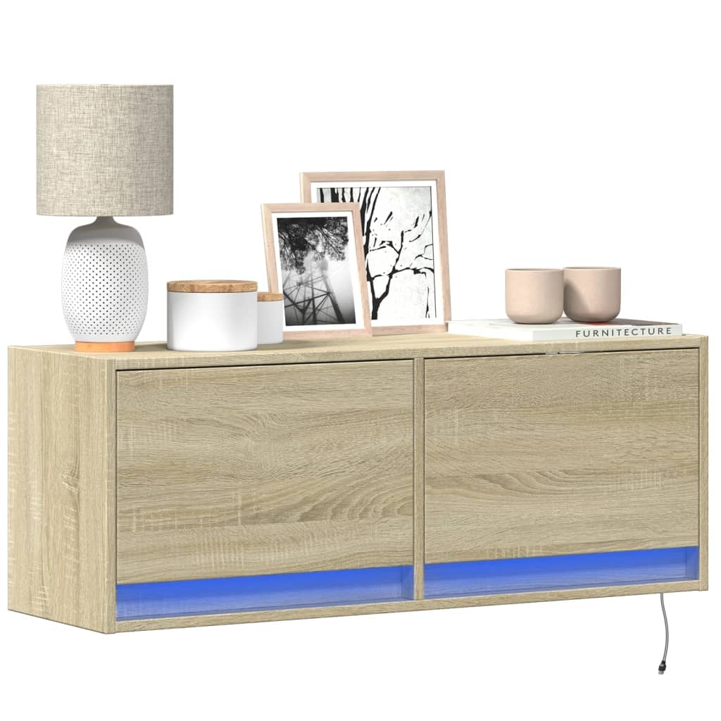 VidaXL Tv-wandmeubel met LED-verlichting 100x31x35 cm sonoma eiken