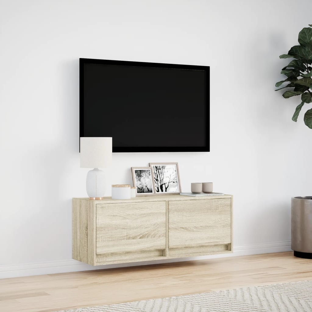 VidaXL Tv-wandmeubel met LED-verlichting 100x31x35 cm sonoma eiken