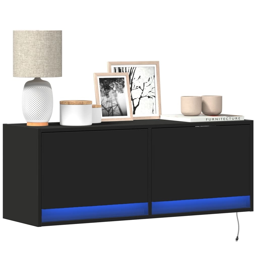 VidaXL Tv-wandmeubel met LED-verlichting 100x31x35 cm zwart