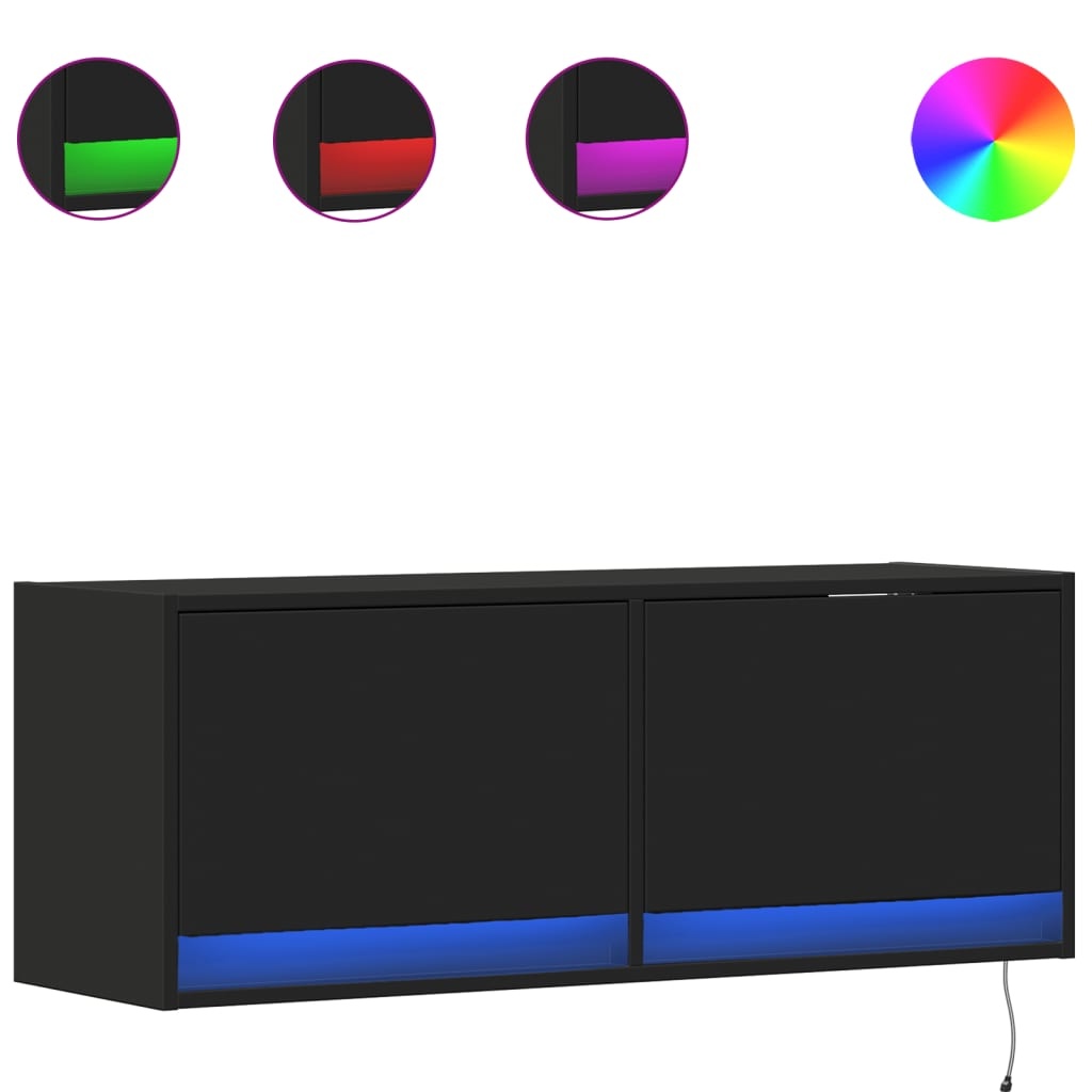 VidaXL Tv-wandmeubel met LED-verlichting 100x31x35 cm zwart