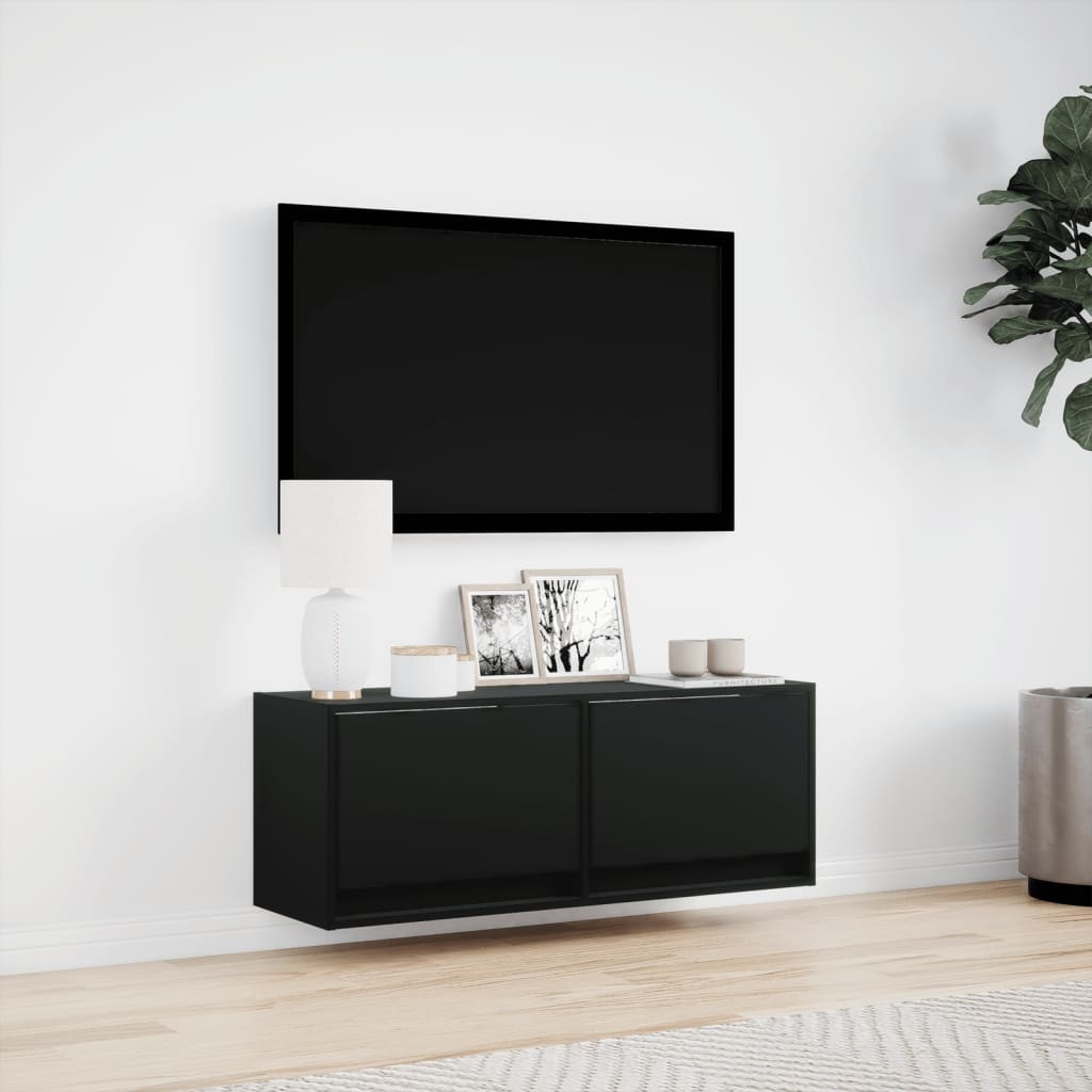 VidaXL Tv-wandmeubel met LED-verlichting 100x31x35 cm zwart