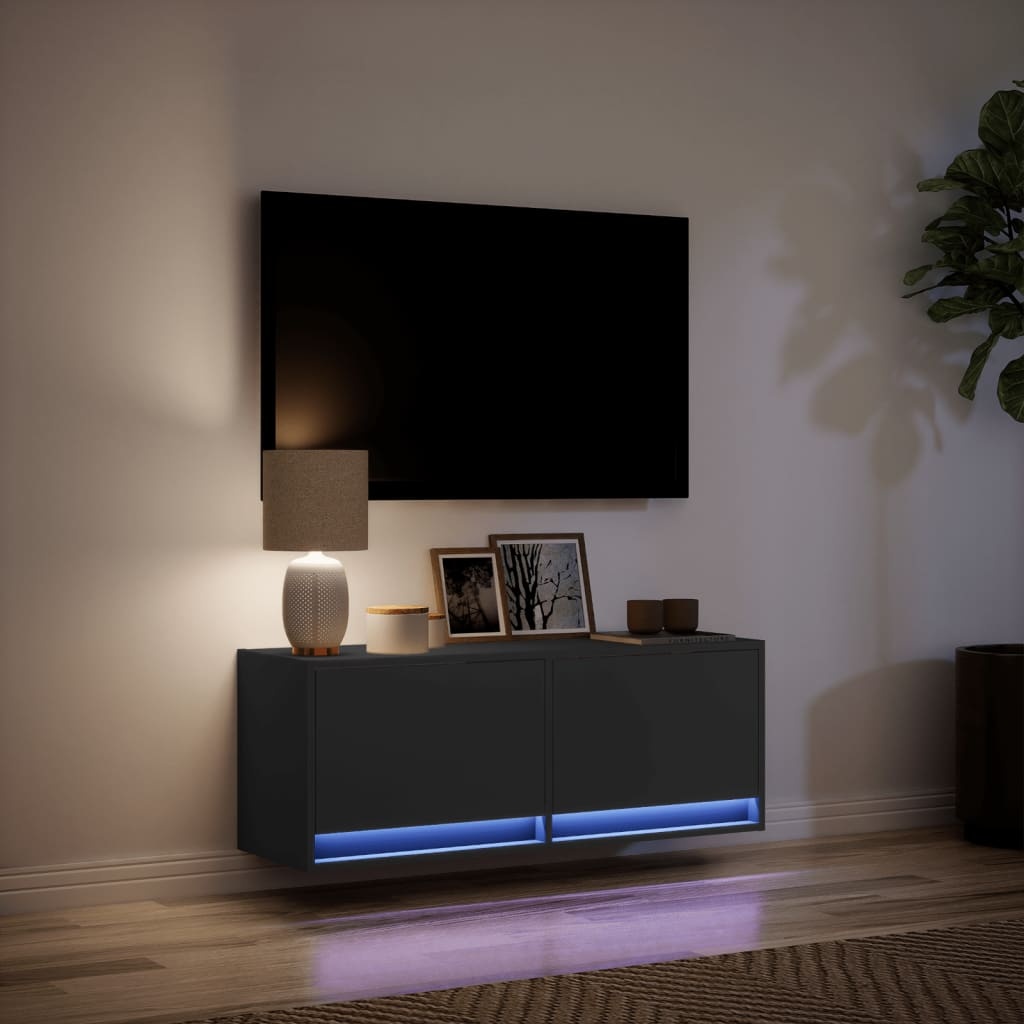 VidaXL Tv-wandmeubel met LED-verlichting 100x31x35 cm zwart
