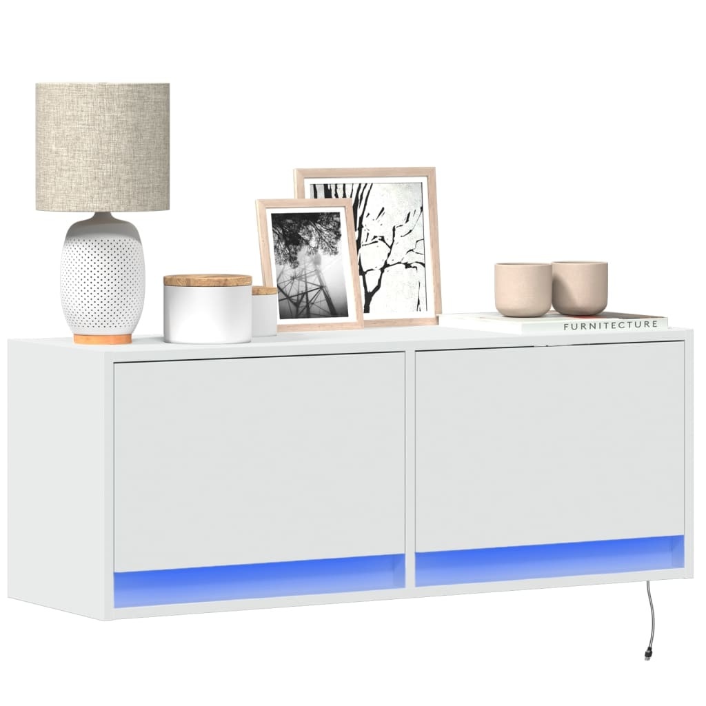 VidaXL Tv-wandmeubel met LED-verlichting 100x31x35 cm wit