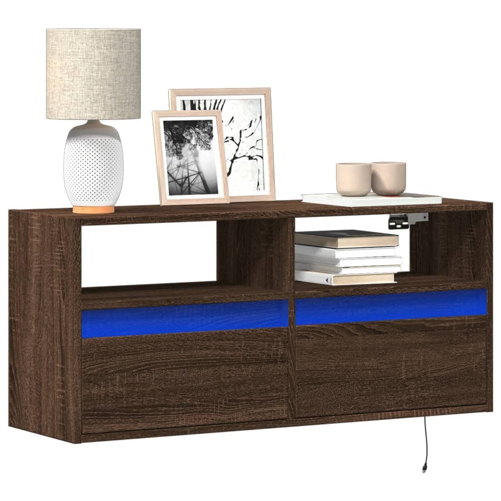VidaXL Tv-wandmeubel met LED-verlichting 100x31x45 cm bruin eikenkleur