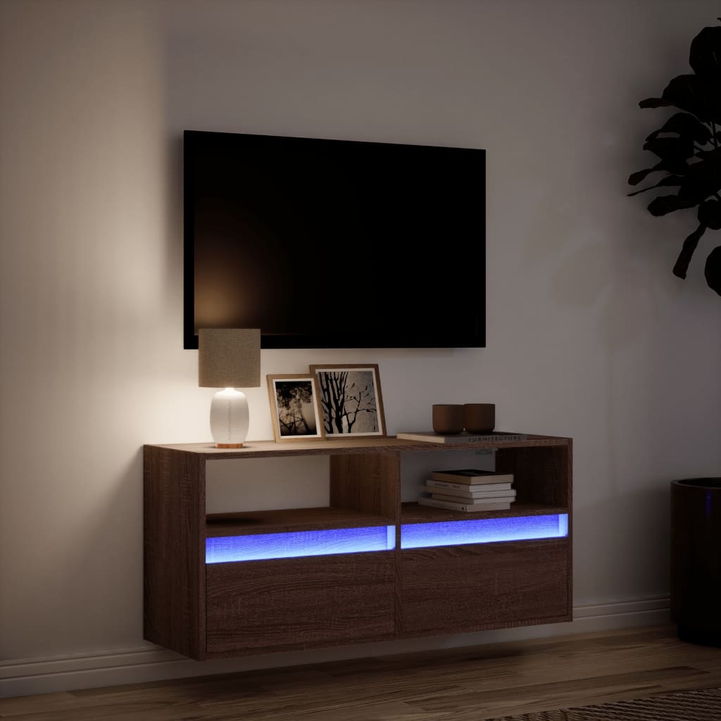 VidaXL Tv-wandmeubel met LED-verlichting 100x31x45 cm bruin eikenkleur