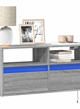 VidaXL Tv-wandmeubel met LED-verlichting 100x31x45 cm grijs sonoma