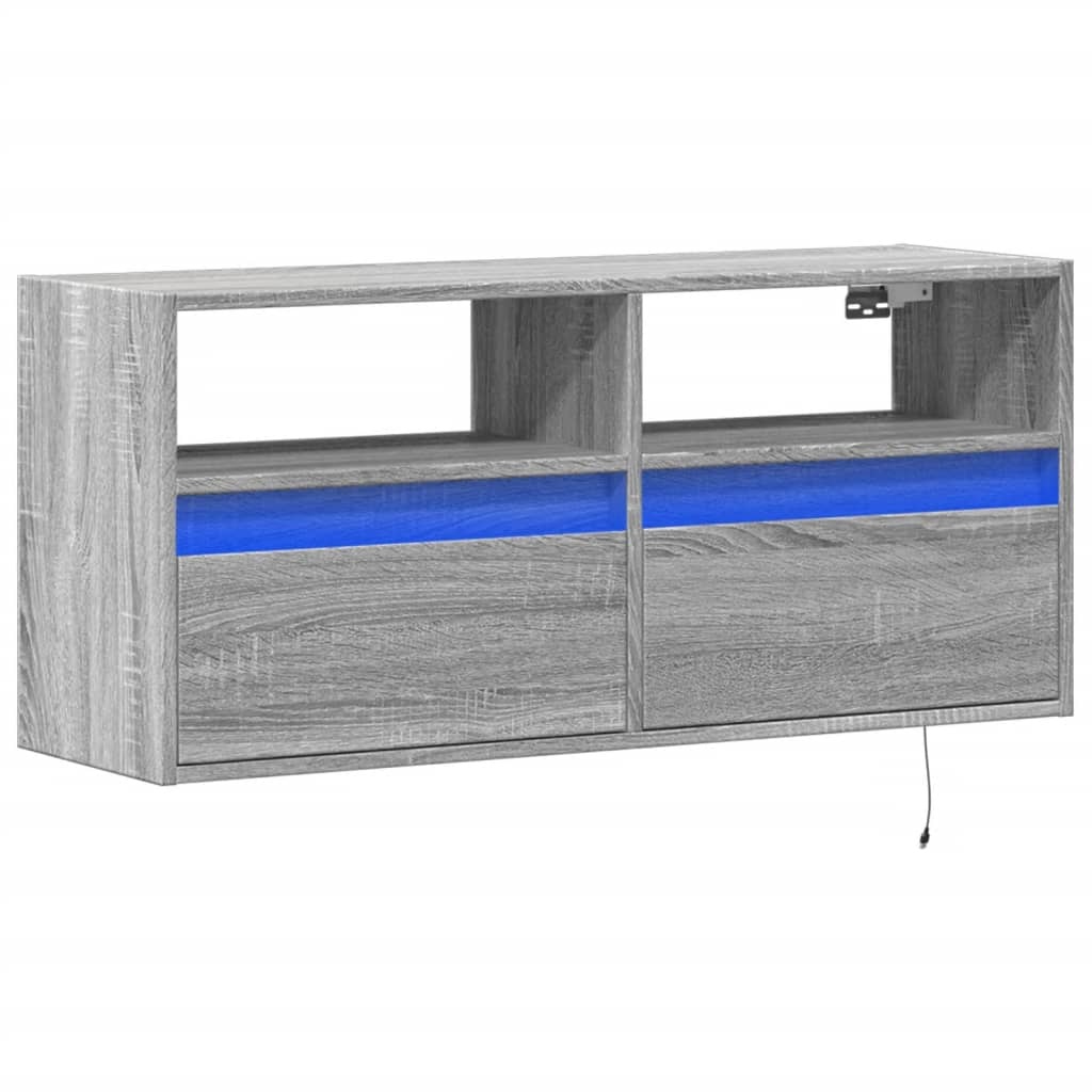 VidaXL Tv-wandmeubel met LED-verlichting 100x31x45 cm grijs sonoma