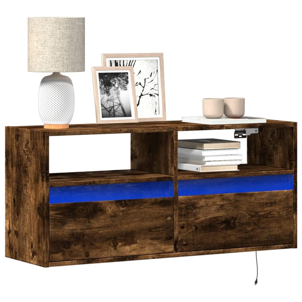 VidaXL Tv-wandmeubel met LED-verlichting 100x31x45 cm gerookt eiken