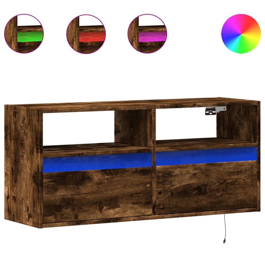 VidaXL Tv-wandmeubel met LED-verlichting 100x31x45 cm gerookt eiken
