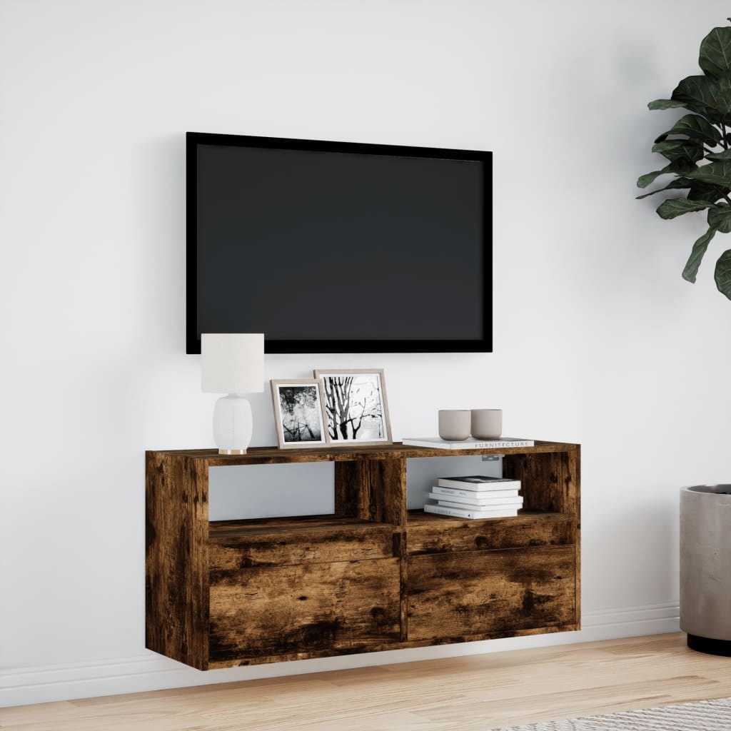 VidaXL Tv-wandmeubel met LED-verlichting 100x31x45 cm gerookt eiken