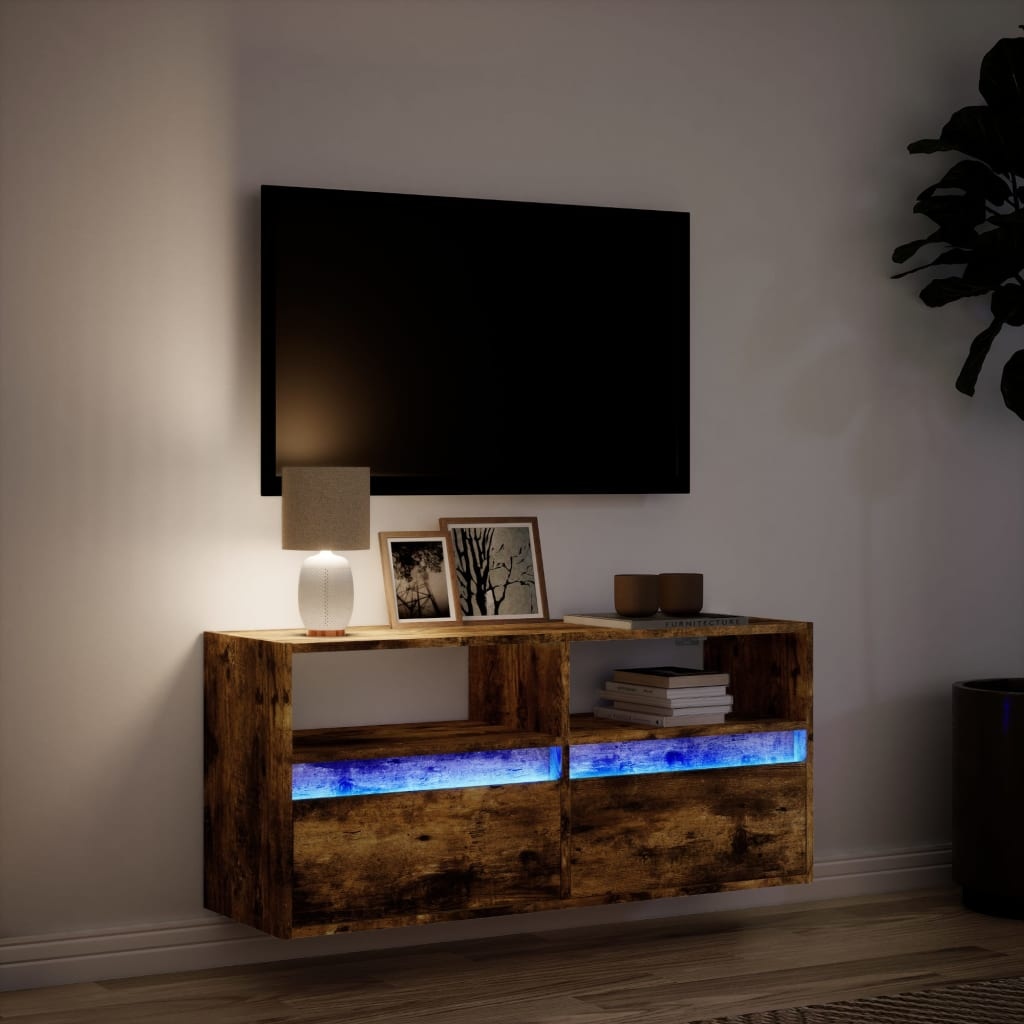 VidaXL Tv-wandmeubel met LED-verlichting 100x31x45 cm gerookt eiken
