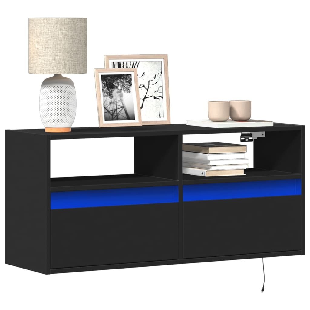 VidaXL Tv-wandmeubel met LED-verlichting 100x31x45 cm zwart