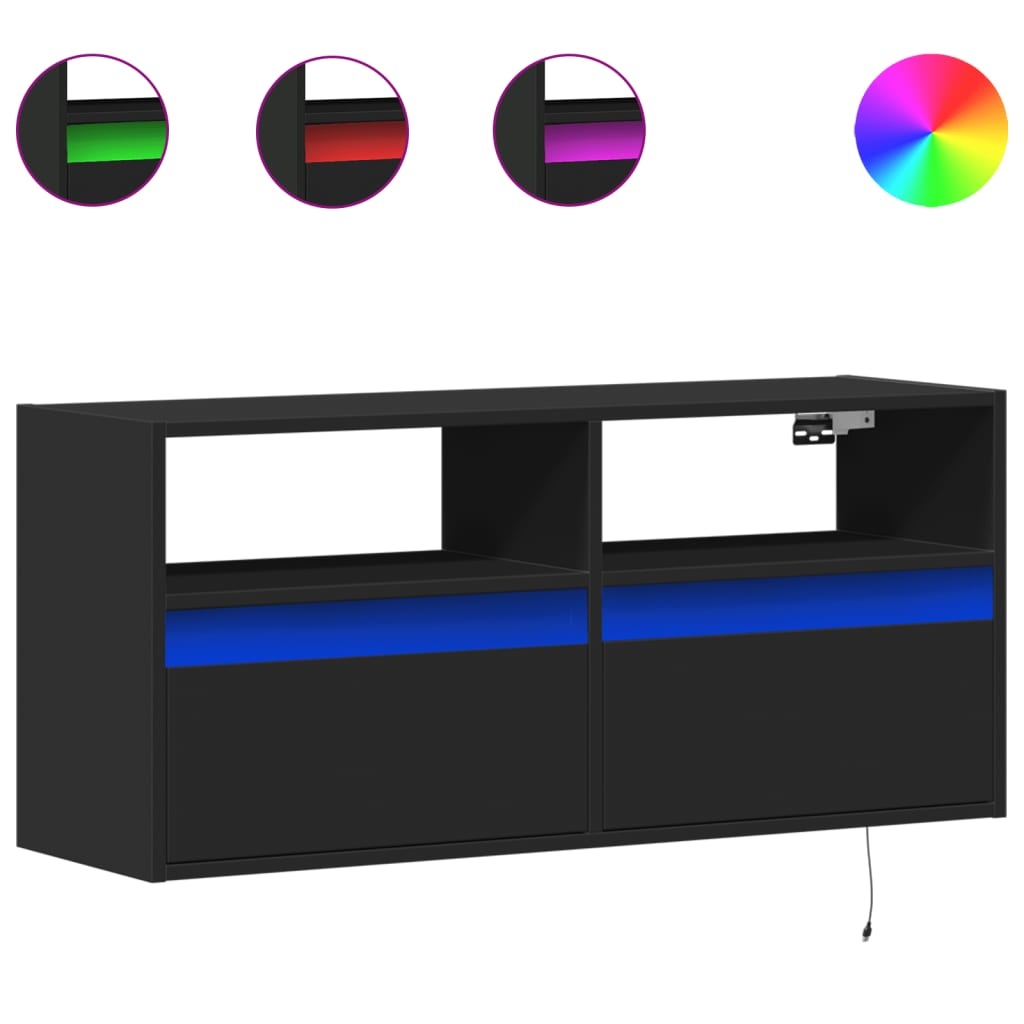 VidaXL Tv-wandmeubel met LED-verlichting 100x31x45 cm zwart