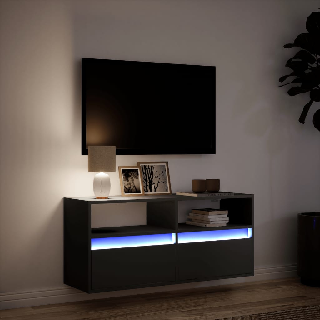 VidaXL Tv-wandmeubel met LED-verlichting 100x31x45 cm zwart