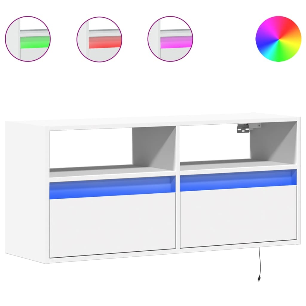 VidaXL Tv-wandmeubel met LED-verlichting 100x31x45 cm wit