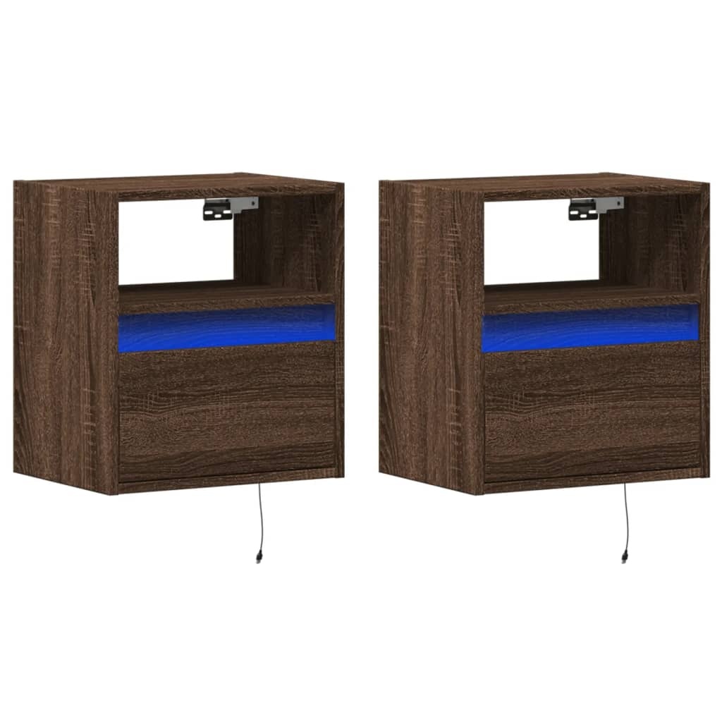 VidaXL Tv-wandmeubels met LED 2 st 41x31x45 cm bruin eikenkleurig
