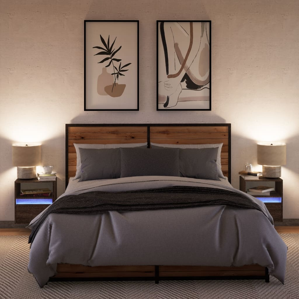 VidaXL Tv-wandmeubels met LED 2 st 41x31x45 cm bruin eikenkleurig