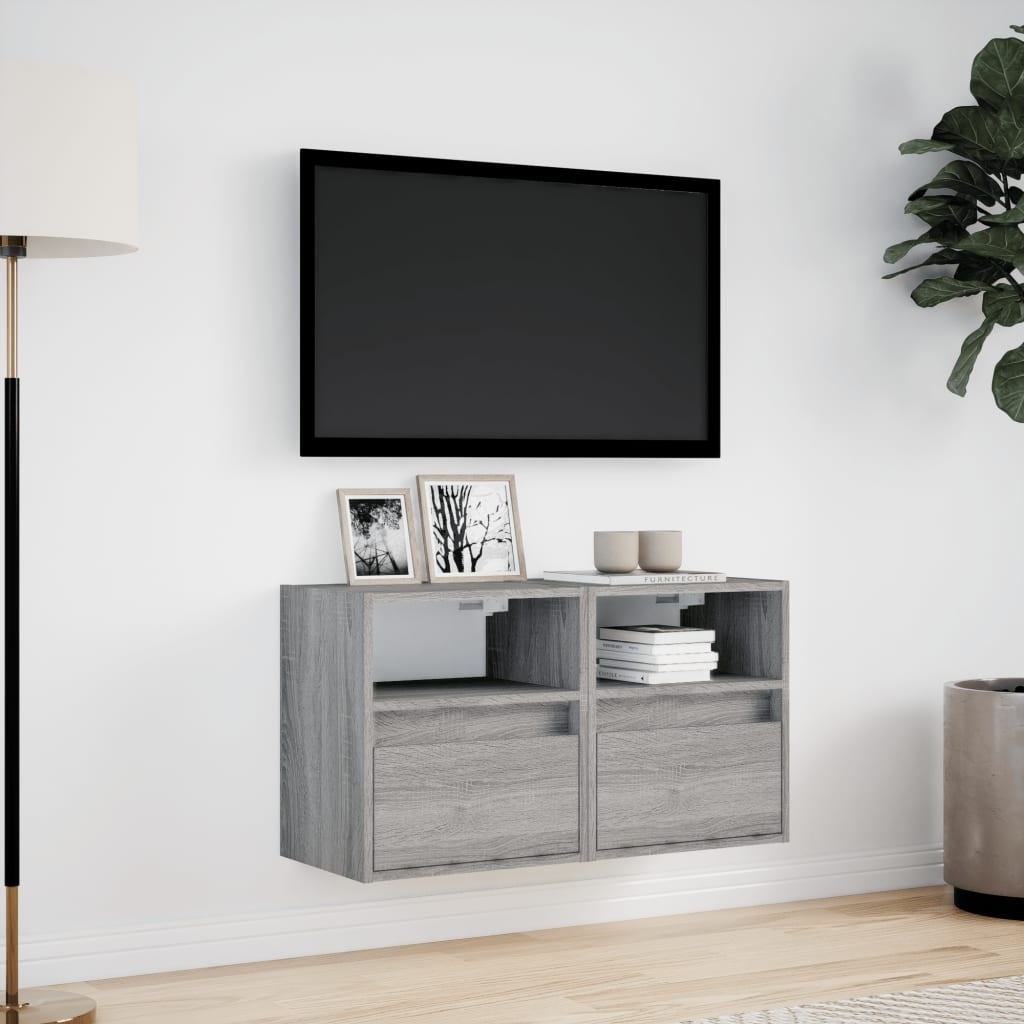 VidaXL Tv-wandmeubels met LED 2 st 41x31x45 cm grijs sonoma eikenkleur
