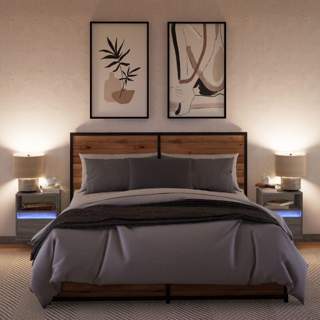 VidaXL Tv-wandmeubels met LED 2 st 41x31x45 cm grijs sonoma eikenkleur
