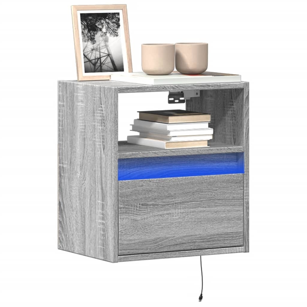 VidaXL Tv-wandmeubel met LED-verlichting 41x31x45 cm grijs sonoma
