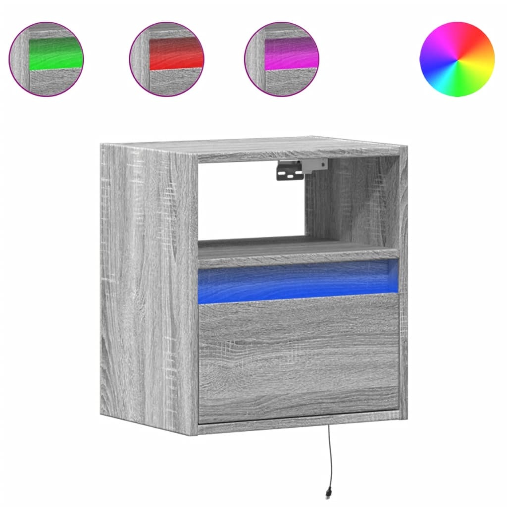 VidaXL Tv-wandmeubel met LED-verlichting 41x31x45 cm grijs sonoma