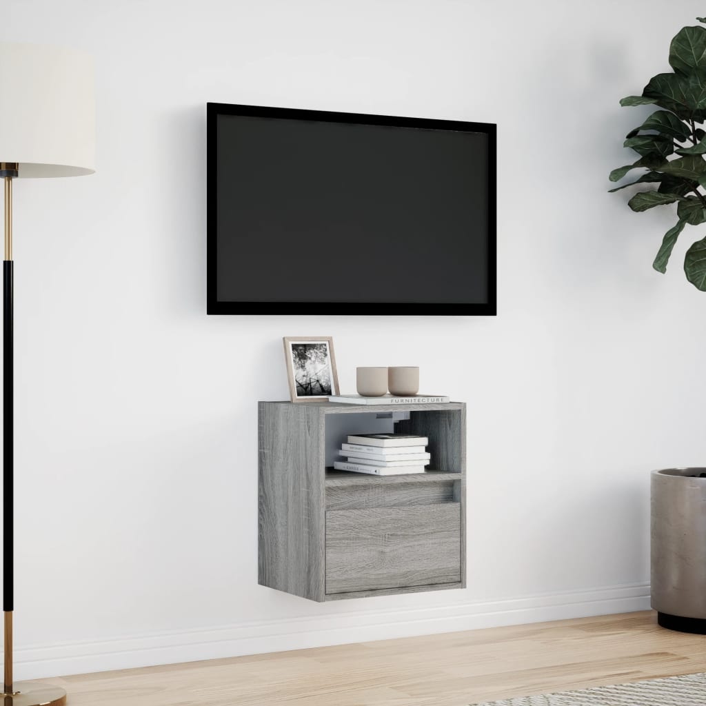 VidaXL Tv-wandmeubel met LED-verlichting 41x31x45 cm grijs sonoma