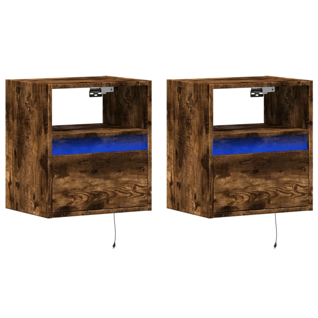 VidaXL Tv-wandmeubels met LED 2 st 41x31x45 cm gerookt eikenkleurig
