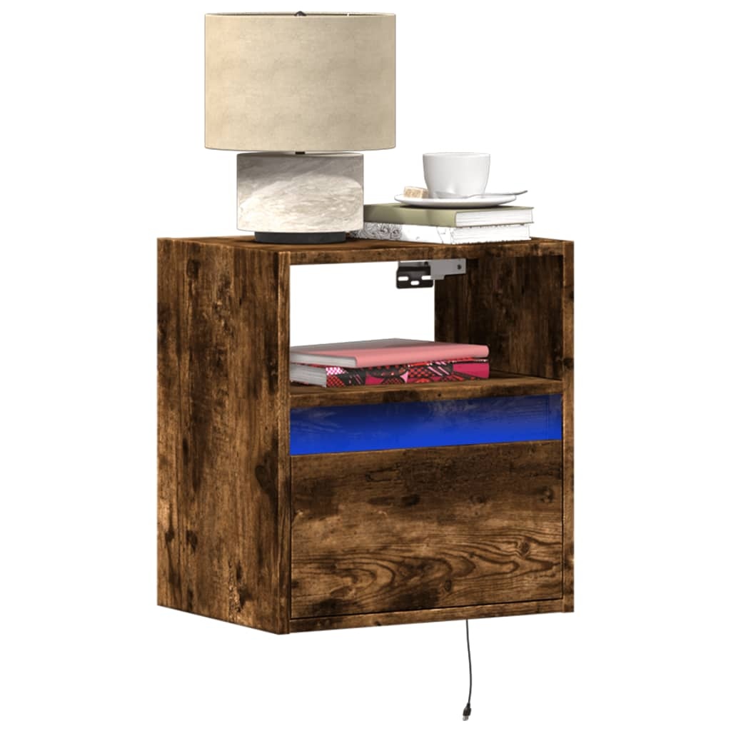 VidaXL Tv-wandmeubel met LED-verlichting 41x31x45 cm gerookt eiken