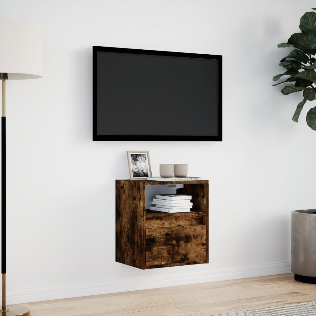 VidaXL Tv-wandmeubel met LED-verlichting 41x31x45 cm gerookt eiken