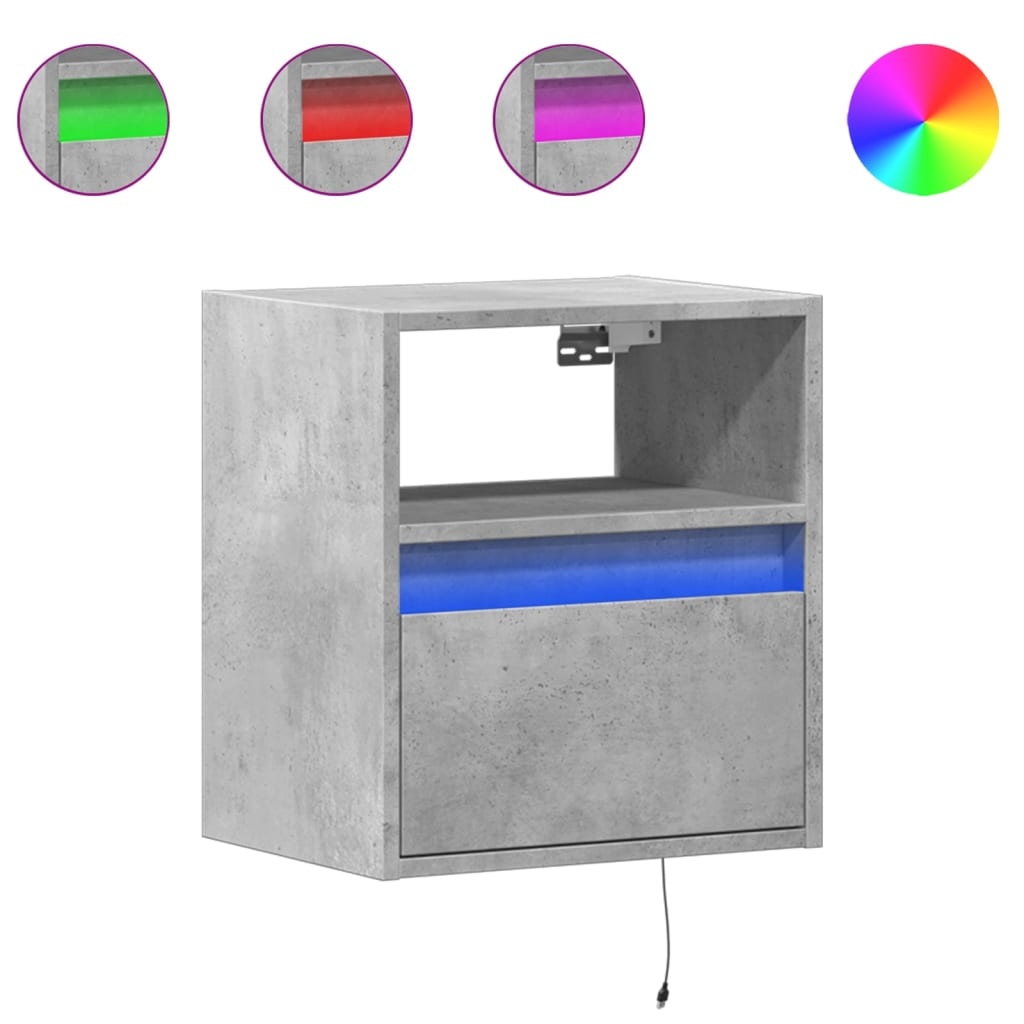VidaXL Tv-wandmeubels met LED-verlichting 2 st 41x31x45 cm betongrijs