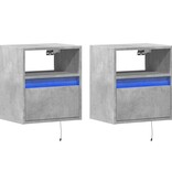 VidaXL Tv-wandmeubels met LED-verlichting 2 st 41x31x45 cm betongrijs