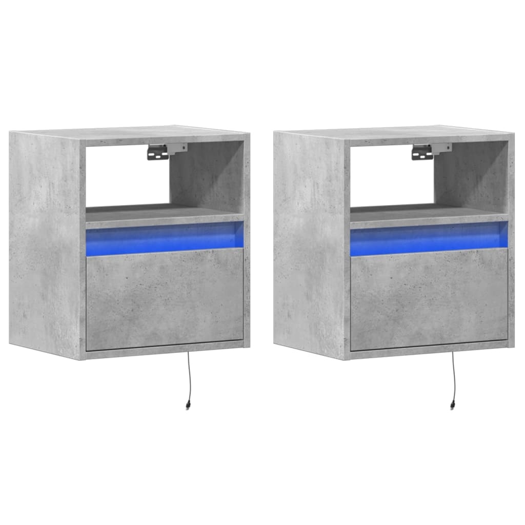 VidaXL Tv-wandmeubels met LED-verlichting 2 st 41x31x45 cm betongrijs