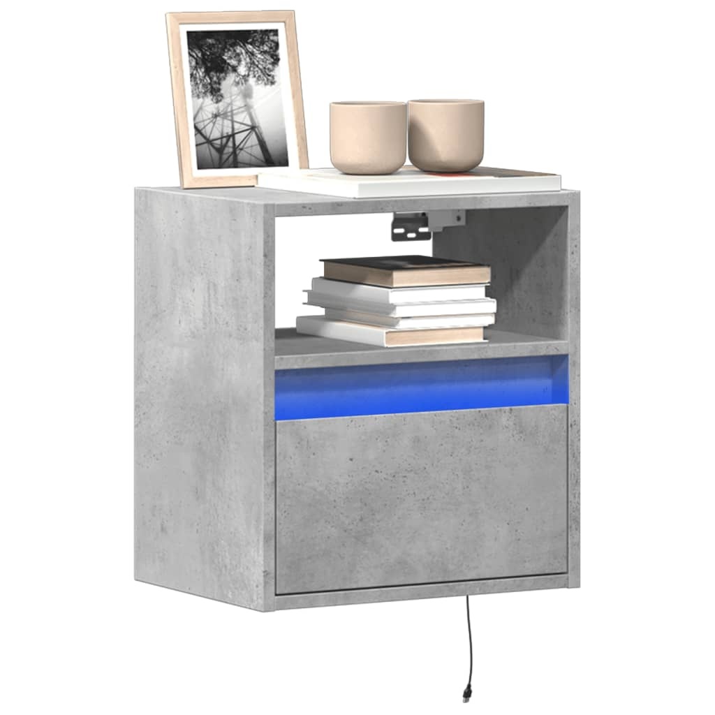 VidaXL Tv-wandmeubel met LED-verlichting 41x31x45 cm betongrijs