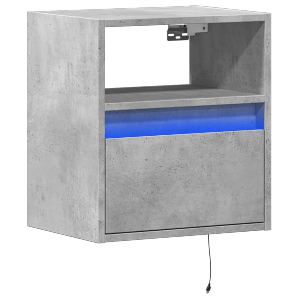 VidaXL Tv-wandmeubel met LED-verlichting 41x31x45 cm betongrijs