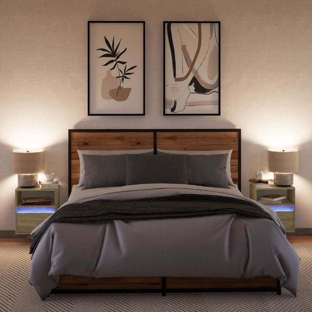 VidaXL Tv-wandmeubels met LED 2 st 41x31x45 cm sonoma eikenkleurig