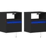 VidaXL Tv-wandmeubels met LED-verlichting 2 st 41x31x45 cm zwart