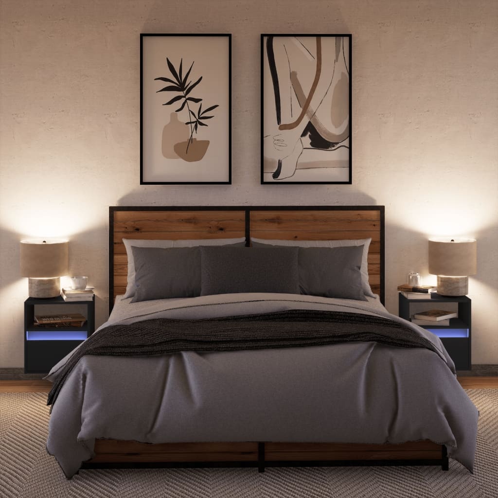 VidaXL Tv-wandmeubels met LED-verlichting 2 st 41x31x45 cm zwart