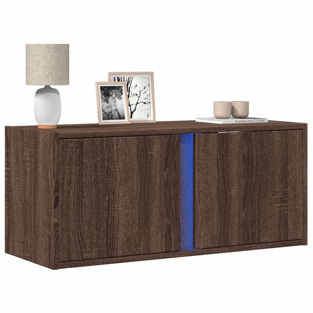 VidaXL Tv-wandmeubel met LED-verlichting 80x31x35 cm bruin eikenkleur