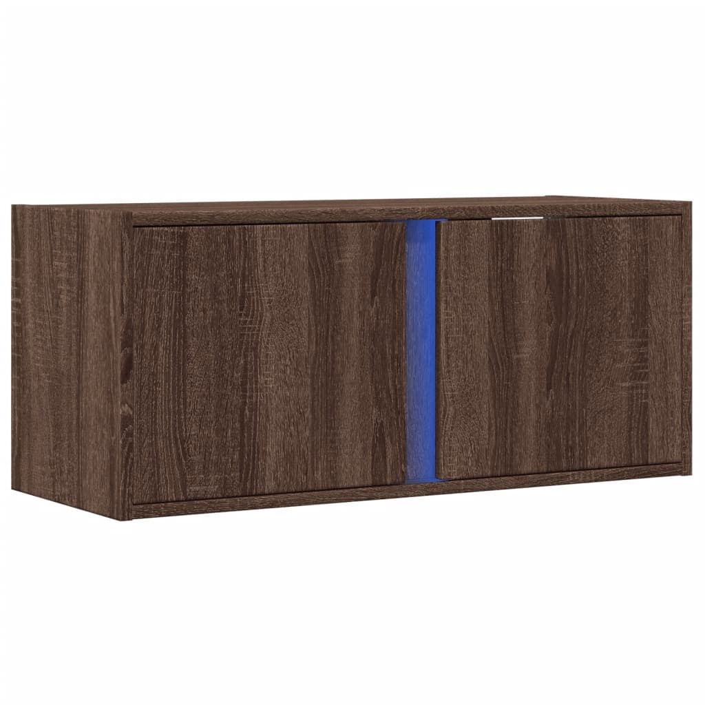 VidaXL Tv-wandmeubel met LED-verlichting 80x31x35 cm bruin eikenkleur