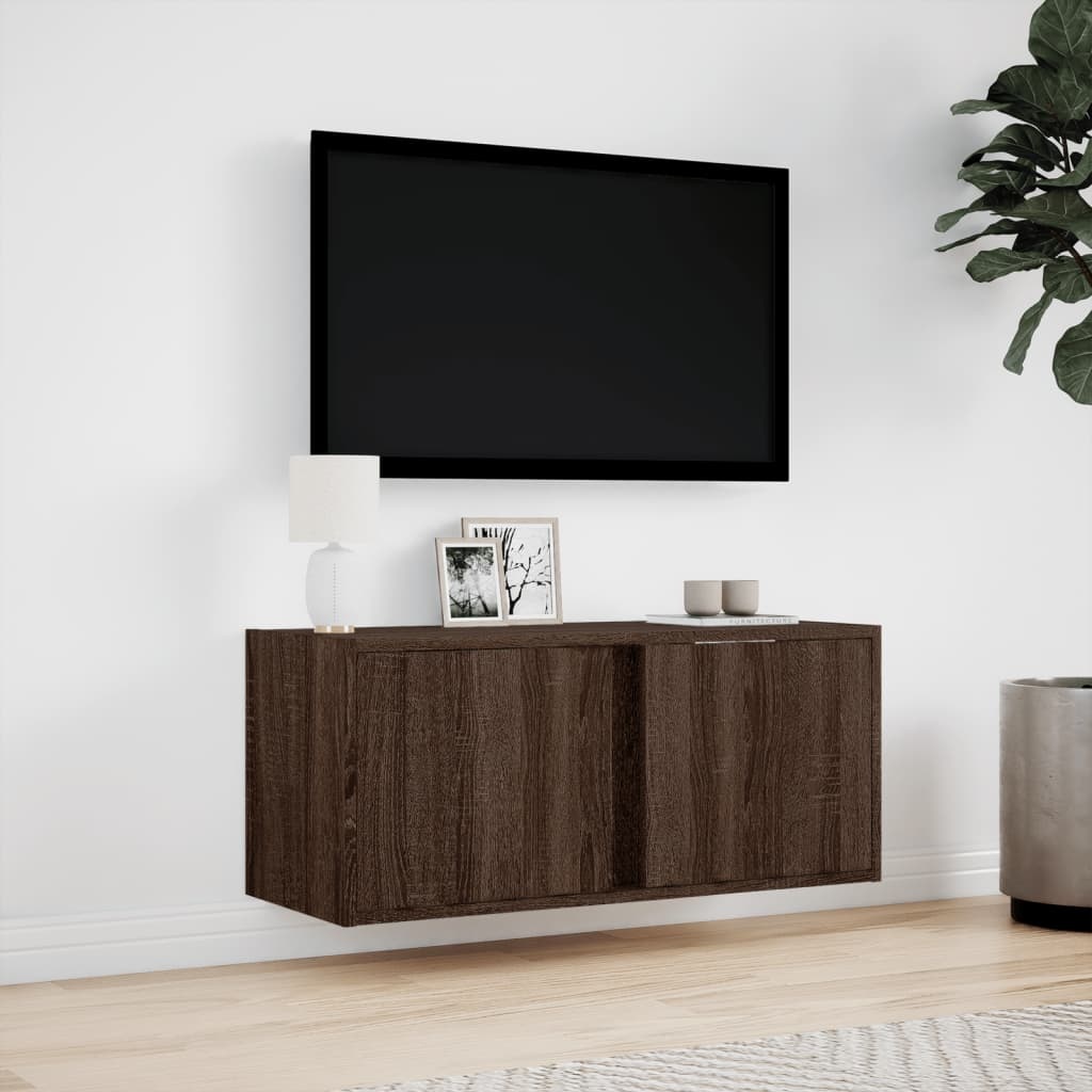VidaXL Tv-wandmeubel met LED-verlichting 80x31x35 cm bruin eikenkleur