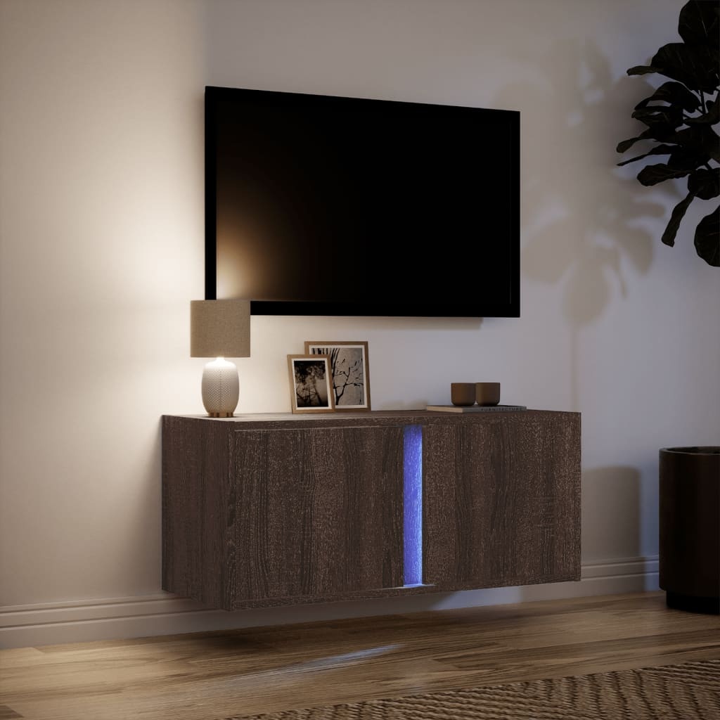 VidaXL Tv-wandmeubel met LED-verlichting 80x31x35 cm bruin eikenkleur