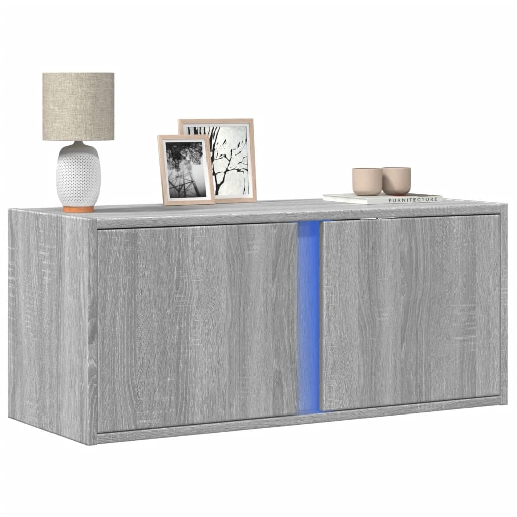 VidaXL Tv-wandmeubel met LED 80x31x35 cm grijs sonoma eikenkleurig