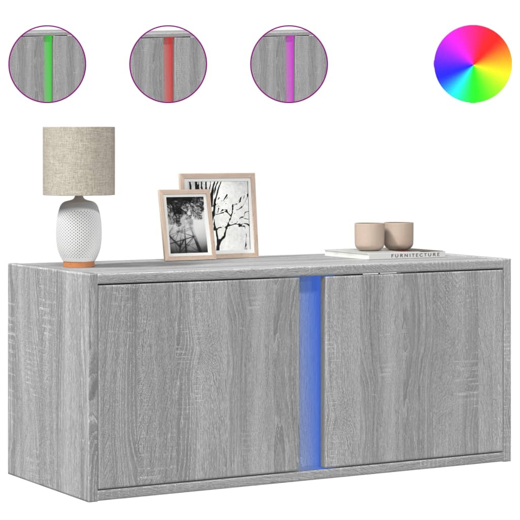 VidaXL Tv-wandmeubel met LED 80x31x35 cm grijs sonoma eikenkleurig